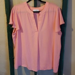 Calvin Klein 1X  womens coral soft & flowy top